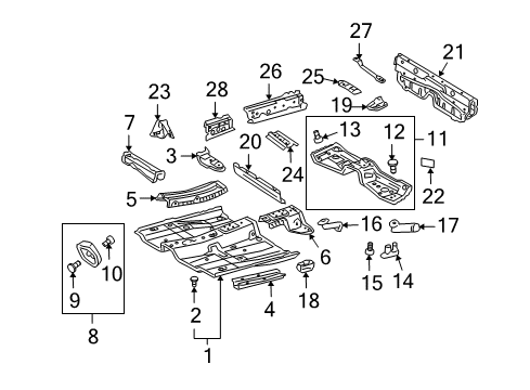 2005 Toyota MR2 Spyder Floor & Rails Diagram