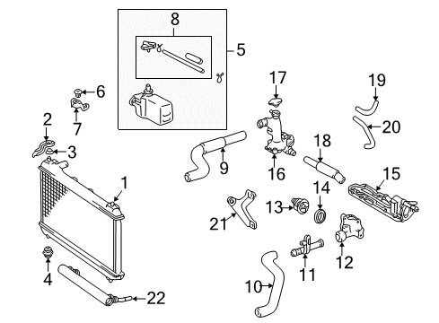 1998 Toyota Camry Radiator & Components Diagram 2 - Thumbnail