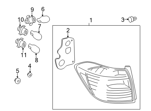 2008 Toyota Highlander Gasket, Rear Combination Lamp Body, LH Diagram for 81564-48160