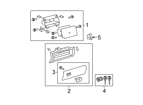 2007 Toyota Tundra Glove Box Assembly, Brown, Front Upper Diagram for 55042-0C010-E0