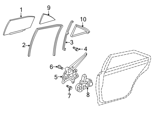 2014 Toyota Camry Rear Door - Glass & Hardware Diagram