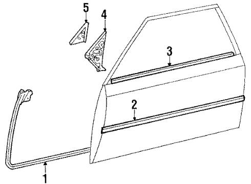 1989 Toyota Celica MOULDING Assembly, Front Door Belt, LH Diagram for 75720-20290