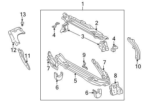 2002 Toyota Celica Radiator Support Diagram