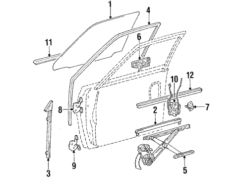 1985 Toyota Tercel Weatherstrip, Front Door Glass, Outer Diagram for 68210-16030