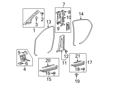 2005 Toyota Avalon Trim Sub-Assy, Cowl Side, LH Diagram for 62102-AC050-B1