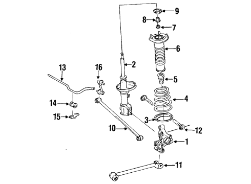 1993 Toyota Corolla Support Sub-Assembly, Rear Diagram for 48071-12140