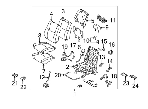 2009 Toyota Avalon Cover, Seat Track Bracket, Inner Front RH Diagram for 72127-AC020-A0