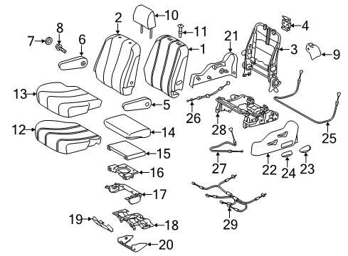 2015 Toyota Sienna Handle, Reclining Adjuster Release Diagram for 72526-08030-C0