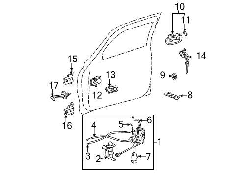 2001 Toyota Sequoia Cover, Front Door Lock, Outer LH Diagram for 69392-0C010