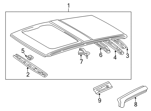 1998 Toyota RAV4 Roof & Components Diagram 1 - Thumbnail