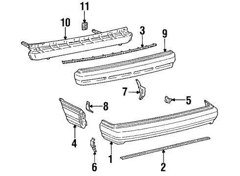 1988 Toyota Camry Cover, Rear Bumper Diagram for 52159-32140