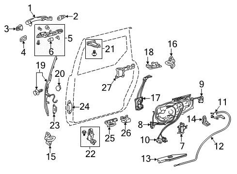 2009 Toyota Sienna Rear Door Outside Handle Assembly,Right Diagram for 69213-08010-A3