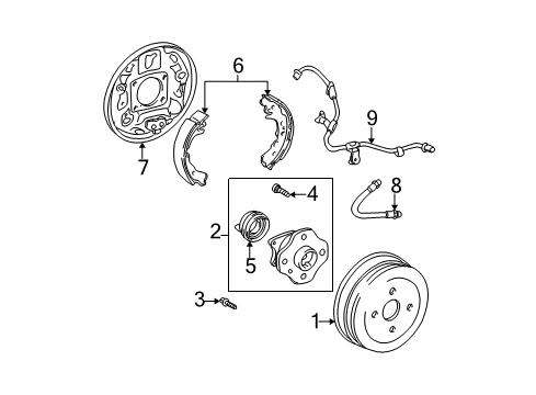 2006 Scion xB Cup Kit, Rear Wheel Cylinder Diagram for 04906-10021