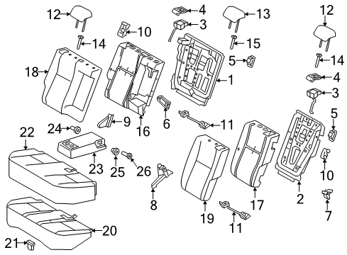 2018 Toyota Corolla iM Pad, Rear Seat Back, LH Diagram for 71652-12850