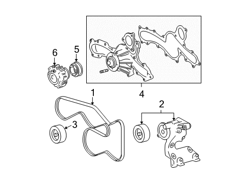 2008 Toyota Tundra Water Pump, Belts & Pulleys Diagram 1 - Thumbnail