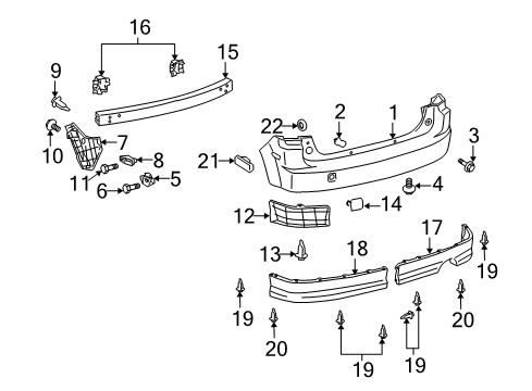 2006 Scion xB Protector, Rear Bumper, LH Diagram for 52582-52030