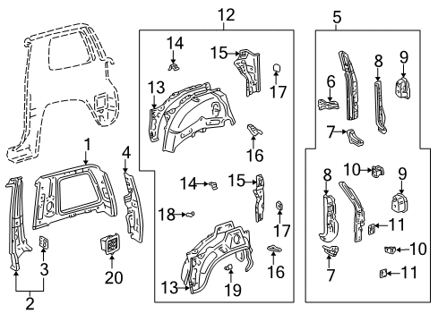 1997 Toyota RAV4 Inner Structure - Quarter Panel Diagram 1 - Thumbnail