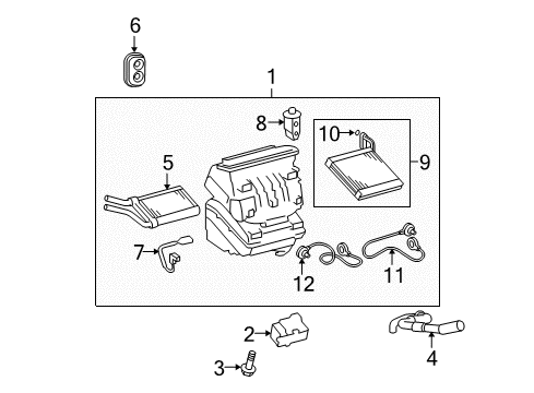 2010 Scion xB A/C Evaporator & Heater Components Diagram