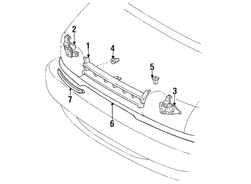 1991 Toyota Previa Grille & Components Diagram