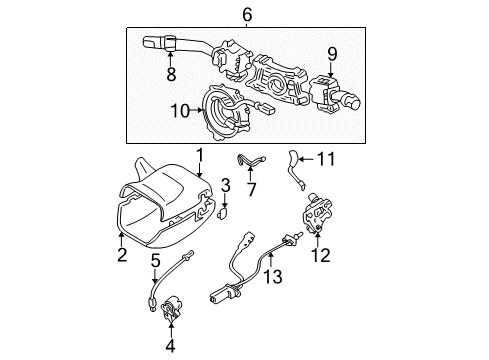 2002 Toyota Sienna Shroud, Switches & Levers Diagram