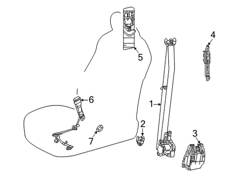 2023 Toyota Highlander Front Seat Belts Diagram