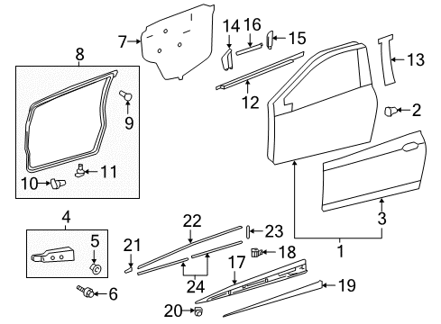 2018 Toyota Yaris MOULDING, Front Door, Outside Diagram for 75738-0D010