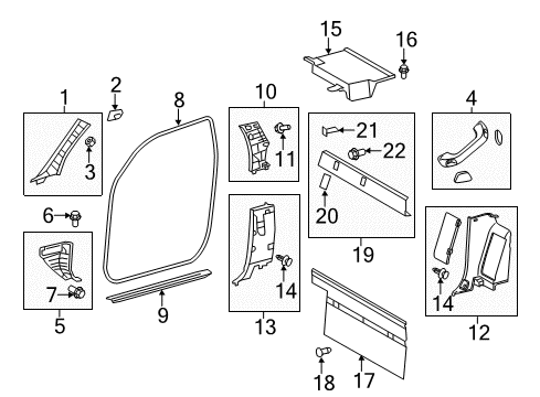 2016 Toyota Tundra GARNISH Assembly, Front Pillar Diagram for 62220-0C060-E0