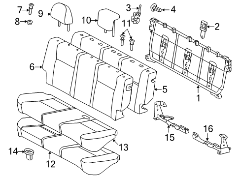 2012 Toyota Yaris Rear Seat Back Cover (For Bench Type) Diagram for 71077-52J40-B2