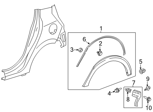 2018 Toyota Prius C Exterior Trim - Quarter Panel Diagram