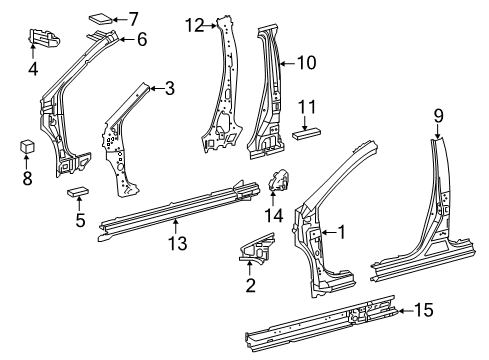 2018 Toyota Corolla iM Center Pillar & Rocker, Hinge Pillar Diagram