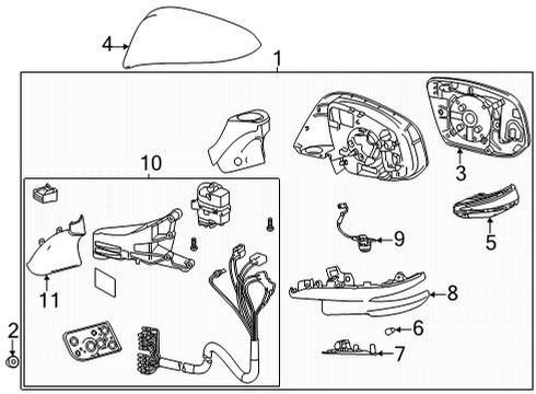 2021 Toyota Venza Outside Mirrors Diagram