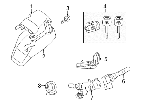 2019 Toyota Sequoia Cylinder & Key Set Diagram for 69057-0C080