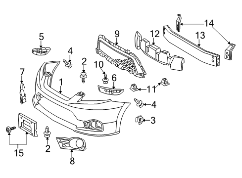 2012 Toyota Matrix Lower Radiator Grille No.1 Diagram for 53112-02110