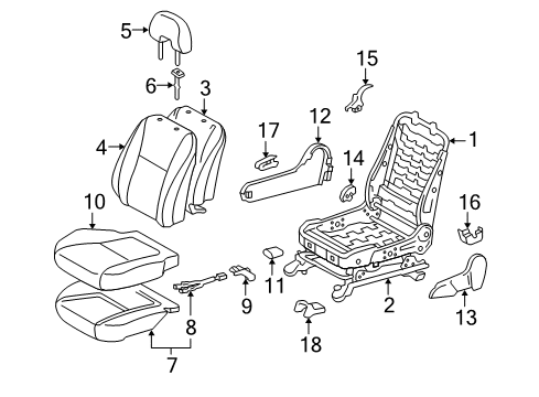 2004 Toyota Prius Seat Frame, Driver Side Diagram for 71120-47030