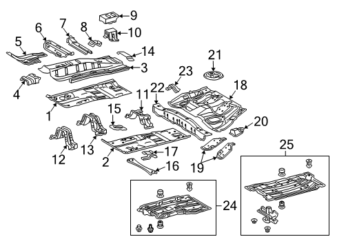 2013 Toyota Prius Plug-In Pillars, Rocker & Floor - Floor & Rails Diagram