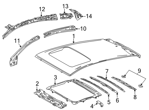 2020 Toyota Prius Prime Support, Roof Panel Diagram for 63118-47020