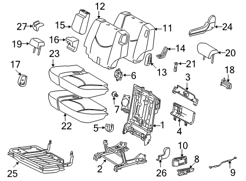 2012 Toyota RAV4 Second Row Seats Diagram 1 - Thumbnail