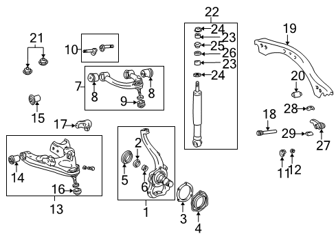 2001 Toyota Land Cruiser Front Suspension, Control Arm Diagram 1 - Thumbnail