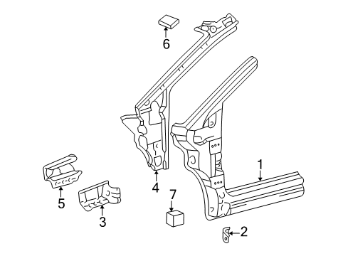 2003 Toyota Sienna Bracket, Front Body Pillar Diagram for 61139-08010