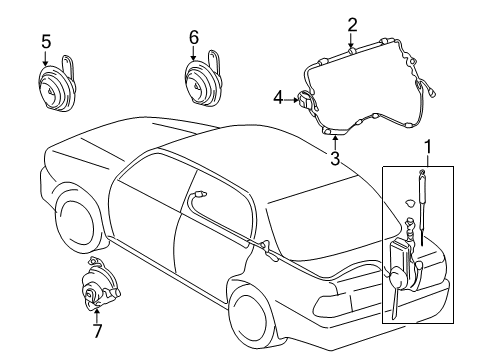 1998 Toyota Camry Antenna & Radio, Horn Diagram