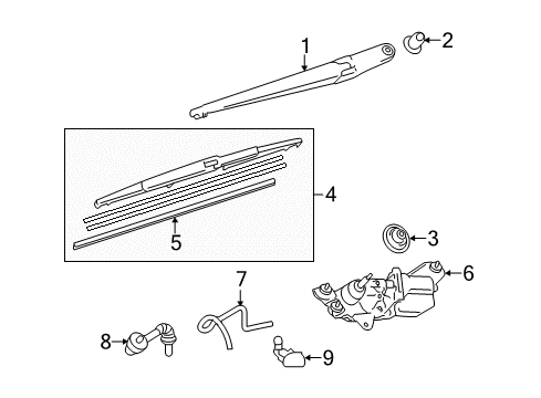 2018 Toyota Sienna Lift Gate - Wiper & Washer Components Diagram