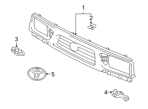 1997 Toyota Tacoma Grille & Components Diagram 1 - Thumbnail