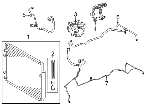 2019 Toyota Highlander A/C Condenser, Compressor & Lines Diagram