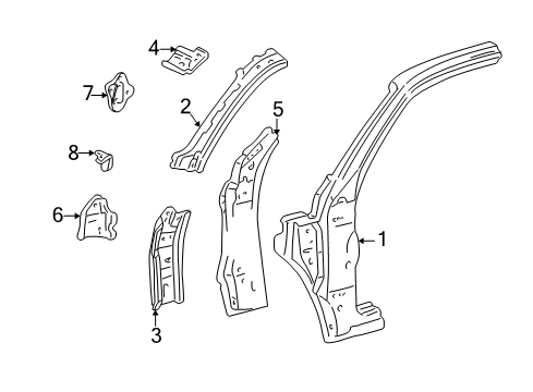 2000 Toyota Tundra Reinforce Sub-Assy, Front Body Pillar, Lower RH Diagram for 61108-34020