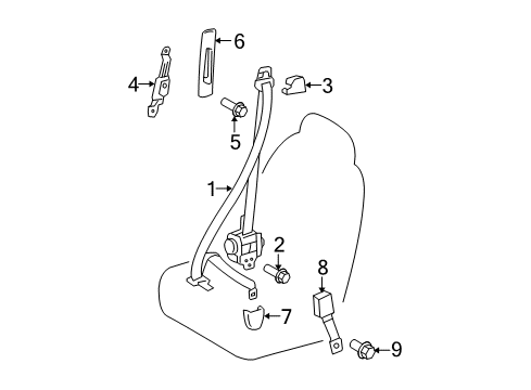 2009 Toyota Yaris Seat Belt Diagram 1 - Thumbnail