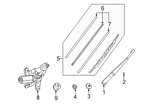 1997 Toyota RAV4 Back Door - Wiper & Washer Components Diagram