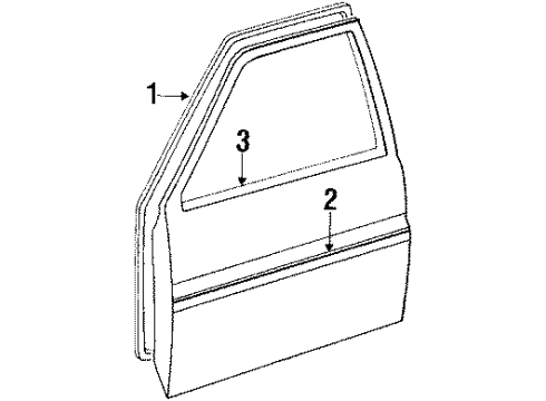 1989 Toyota Tercel Weatherstrip Assy, Front Door Glass, Outer RH Diagram for 68160-16070