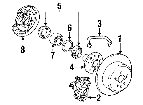 1990 Toyota Camry Rear Brakes Diagram 1 - Thumbnail