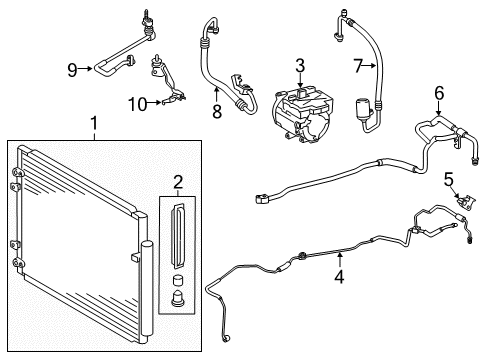 2011 Toyota Highlander A/C Condenser, Compressor & Lines Diagram