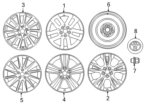 2019 Toyota Highlander Wheels, Covers & Trim Diagram